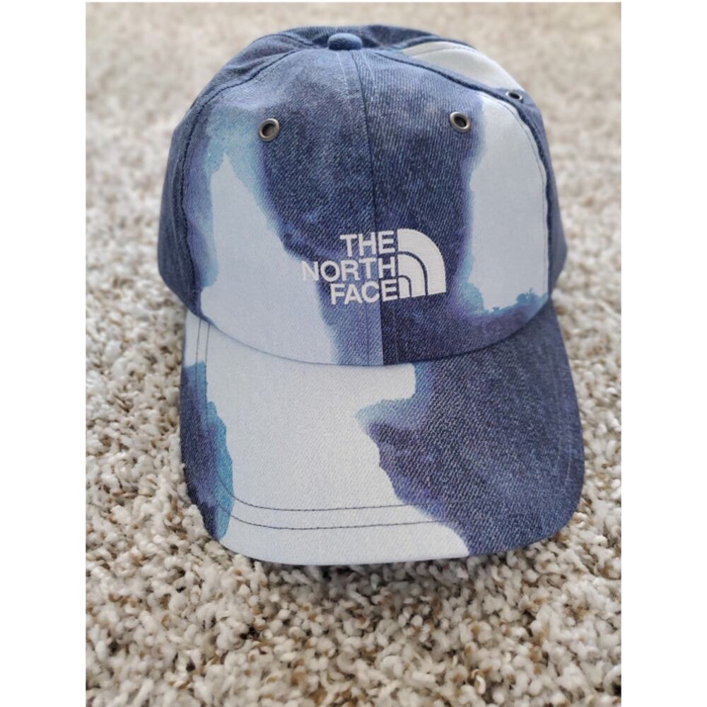Supreme The North Face Indigo Bleached Denim Print 6-Panel Baseball Cup Hat